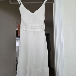 Hollister White Crochet Bodice Maxi Dress Size M